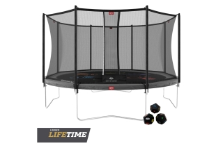 Trampolin BERG Favorit 430 Grau Levels + Sicherheitsnetz Comfort